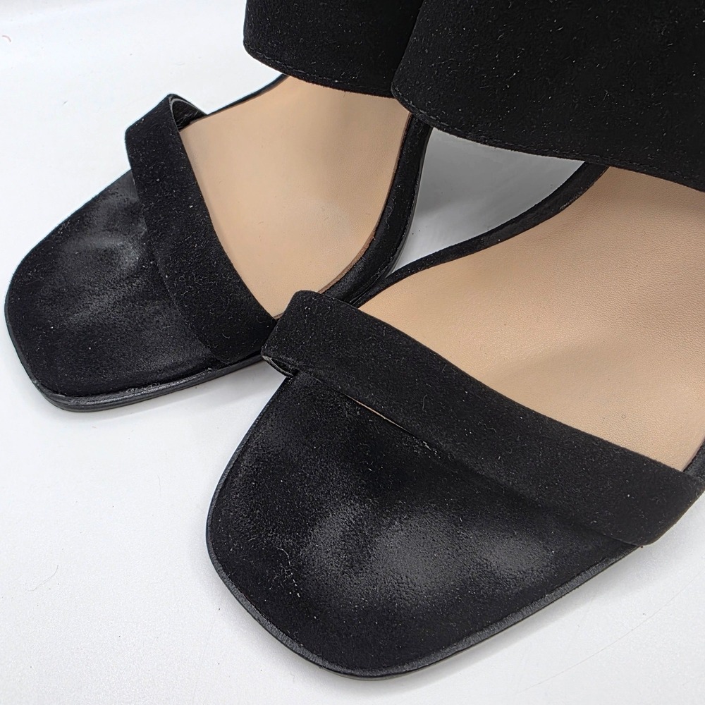 42 Gold Linx Slide Sandal Black Kid Suede Block Heel Womens 10 - Picture 3 of 8